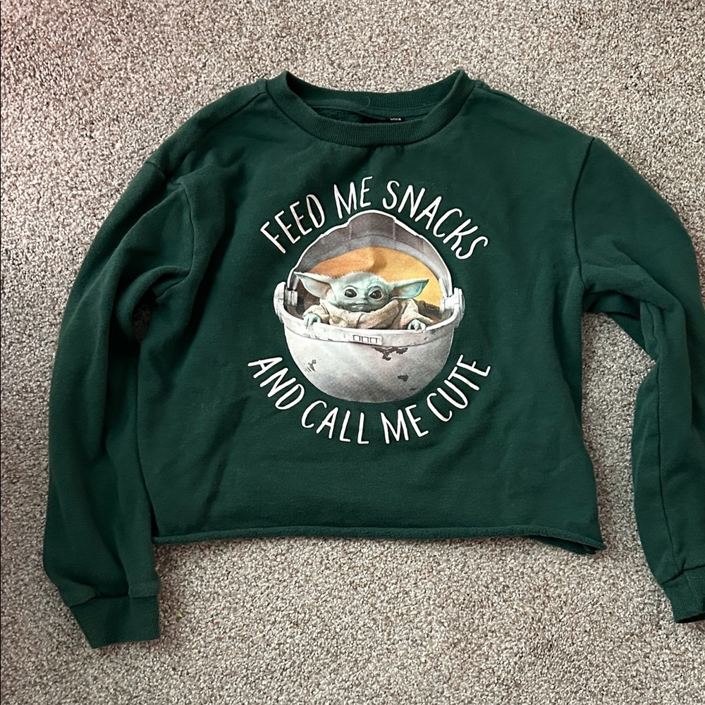Disney Star Wars Dark Green Grogu 'Feed Me Snacks' Graphic Sweatshirt